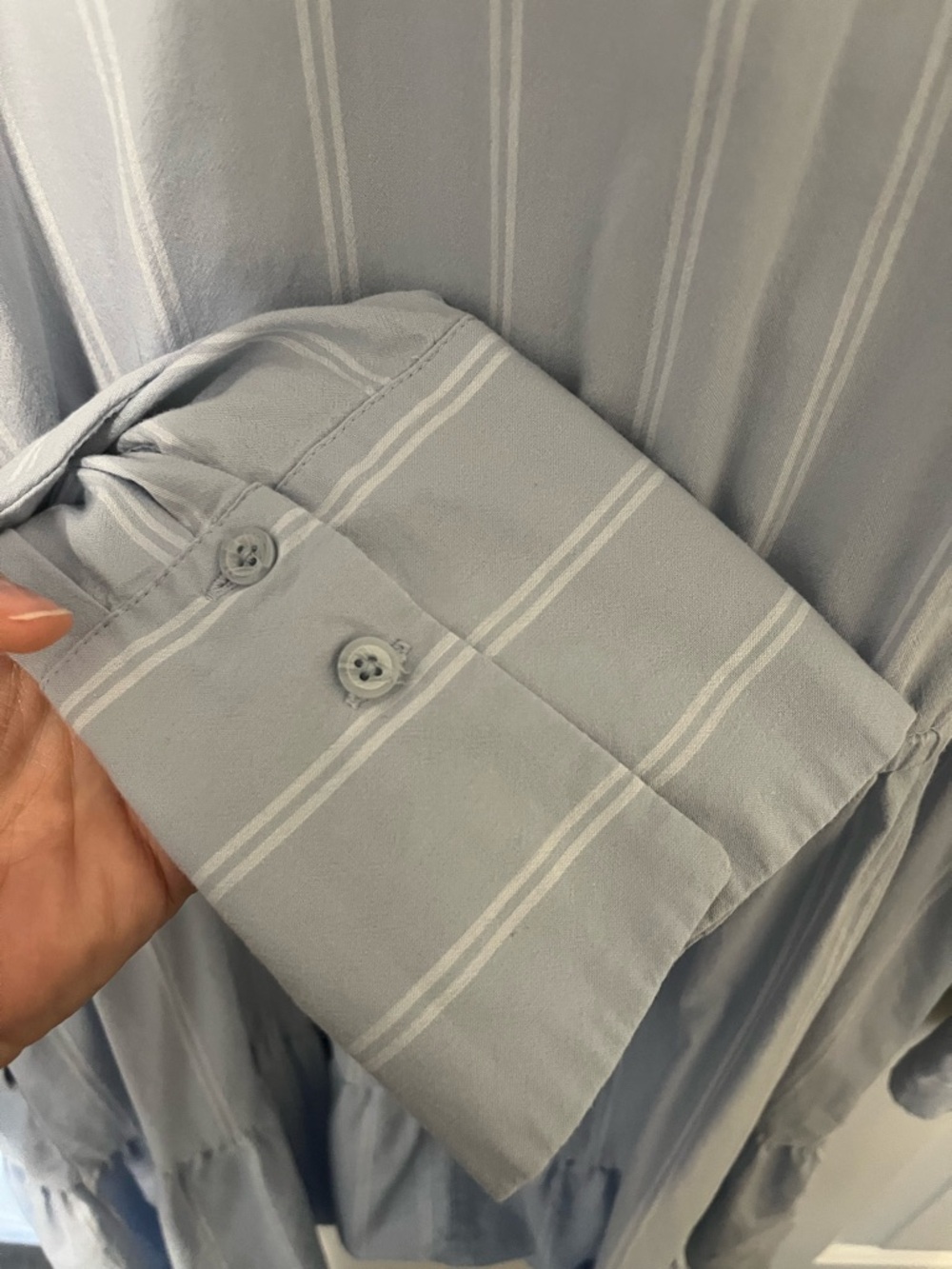 Ava & Viv Light Blue Striped Button-Up Dress